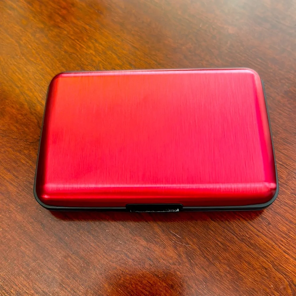 Magellans Red Aluminum Wallet Holds 10 Credit Cards